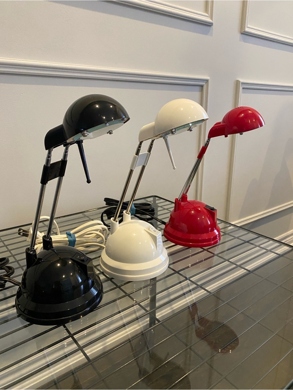 Set of 3 Vintage IKEA Espressivo Desk Lamp – Black White Red (Telescopic Arm)